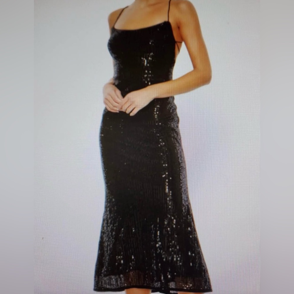 Ieena for Mac Duggal black slip dress